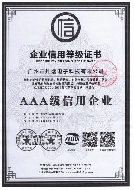 Trung Quốc Guangzhou Canyi Electronic Technology Co., Ltd Chứng chỉ